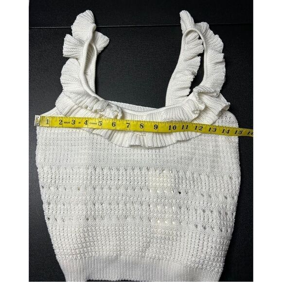 7 For All Mankind Crochet Ruffles Tank Top in Ecru NWT - Picture 6 of 15